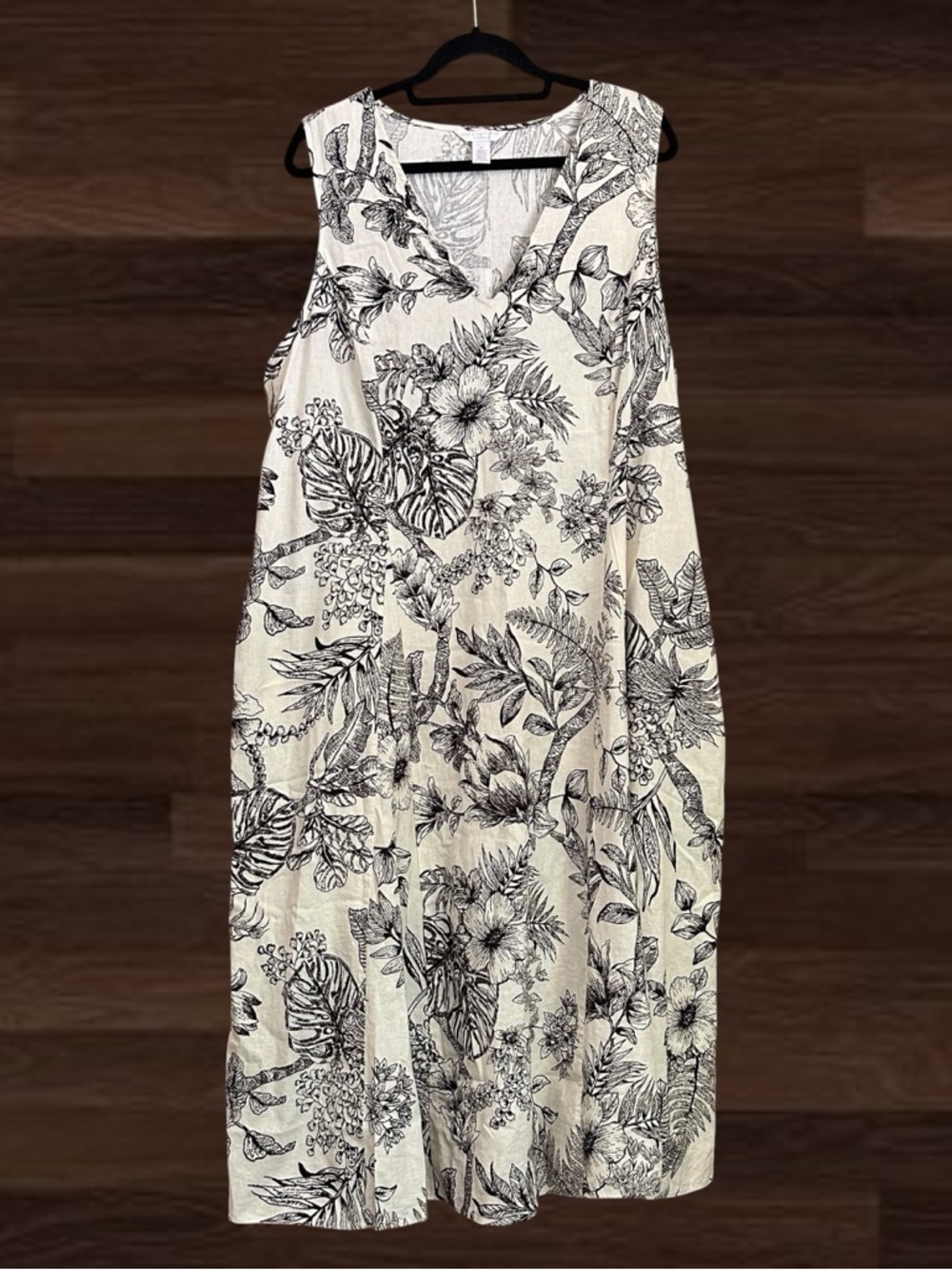 London Times Cream Maxi Dress with Black Floral Print